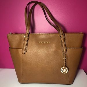 Michael Kors Large Leather Top-Zip Tote Bag